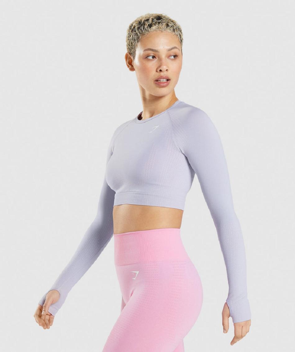 Przycięte Topy Damskie Gymshark Vital Seamless 2.0 Niebieskie | PL 2688YXF